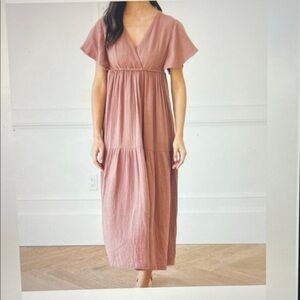 Boardwalk Cozy Earth Breeze Elegant Pink Maxi Dress Large